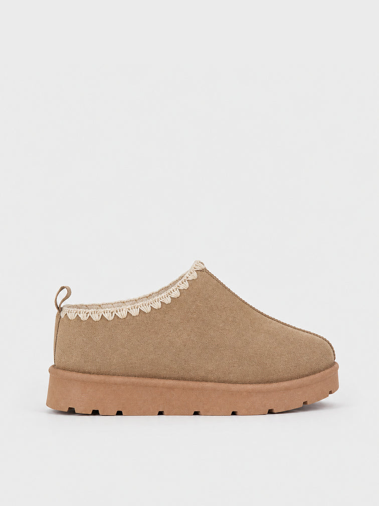 Ciabatta Pelo Bordo Smerlato - UG2602 - kaki (vista laterale)