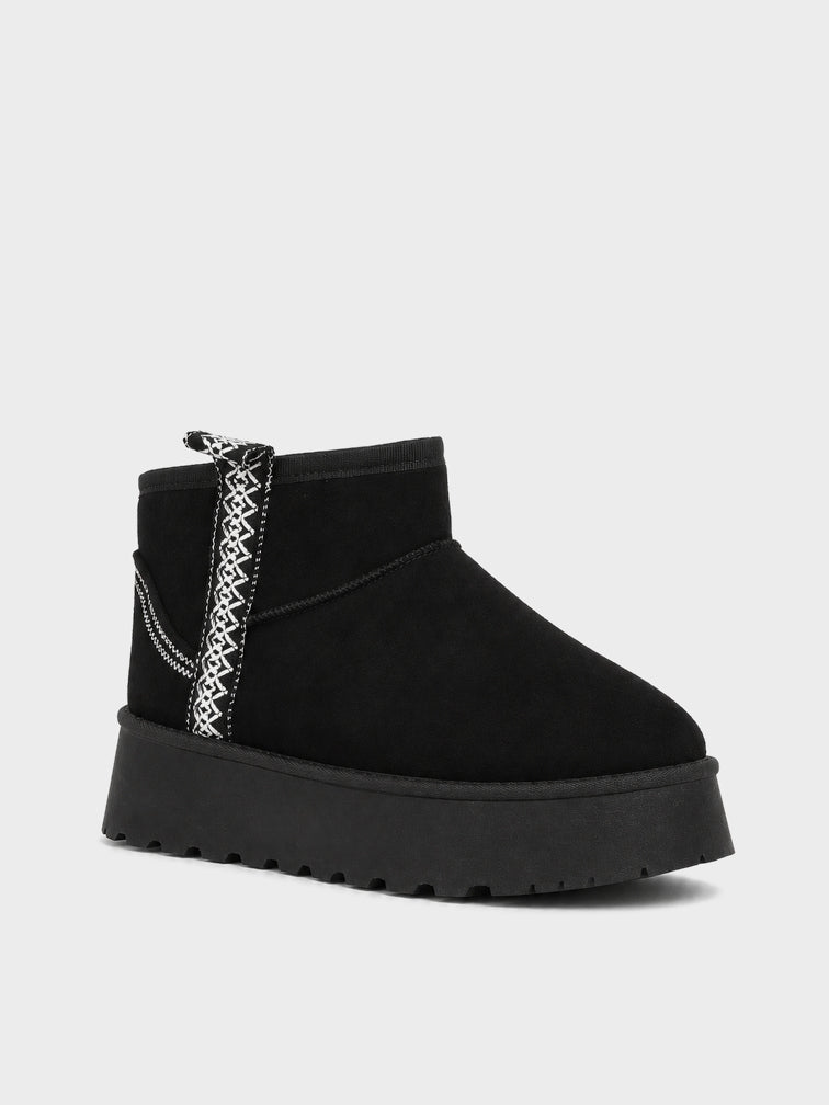 Stivaletto Pelo Platform Ricamato - UG2604 - nero