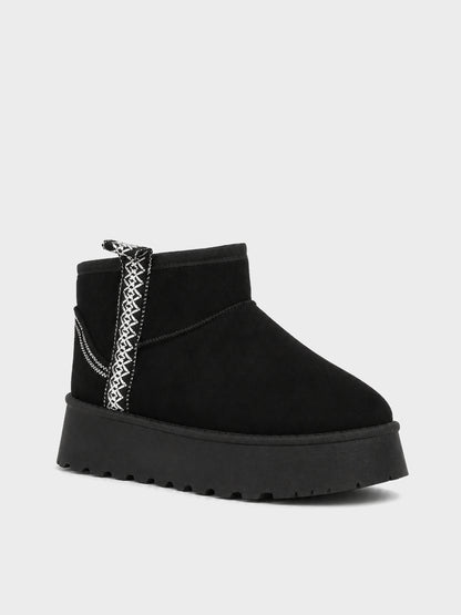 Stivaletto Pelo Platform Ricamato - UG2604 - nero