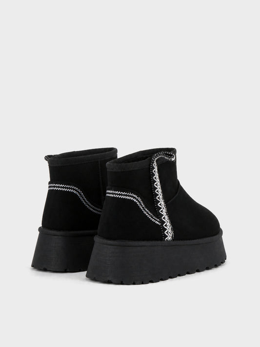 Stivaletto Pelo Platform Ricamato - UG2604 - nero