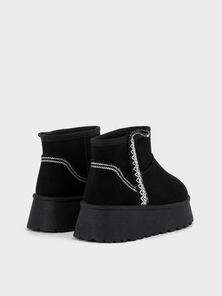 Stivaletto Pelo Platform Ricamato - UG2604 - nero