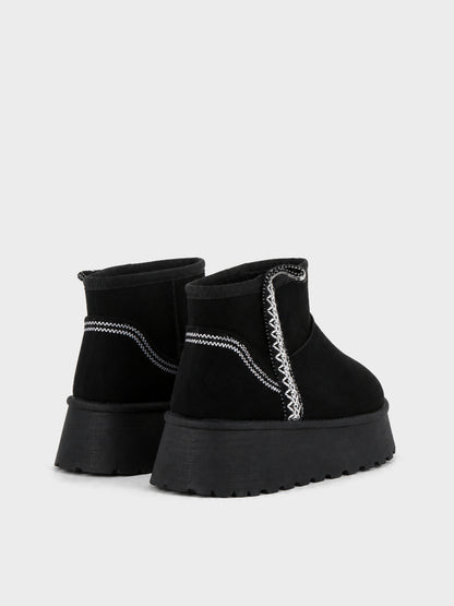 Stivaletto Pelo Platform Ricamato - UG2604 - nero
